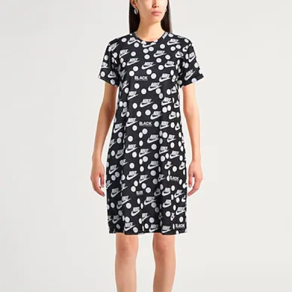 Comme des Garcons Nike Womens Black and White Graphic Monogram Tshirt Mini Dress